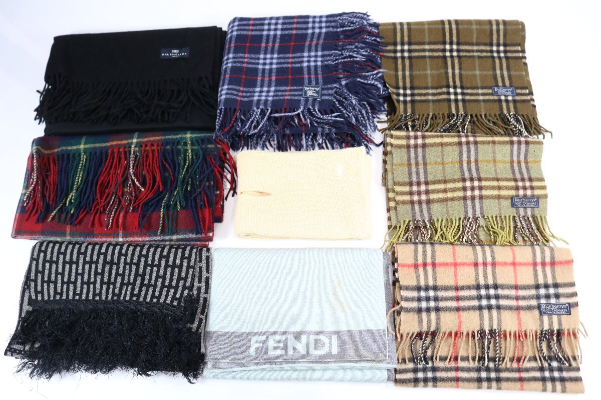 【9点】バーバリー フェンディ バレンシアガ ラルフローレン マフラー ストール ファッション 小物 メンズ レディース まとめ売り 2433-BY拍卖