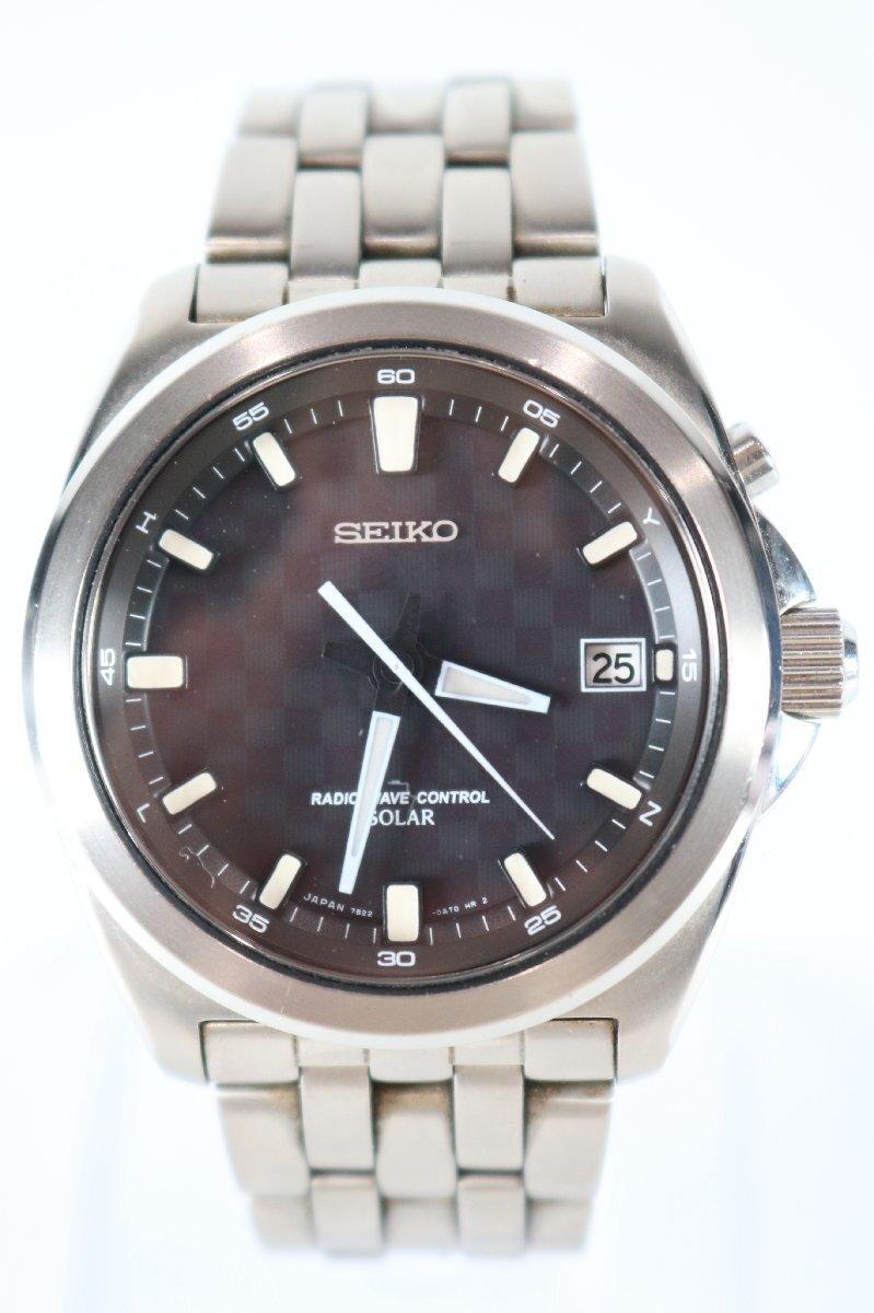 SEIKO セイコー スピリット SBFV003 7B22-0AL0 チタン 電波 ソーラー ラウンド デイト メンズ 腕時計 2517-AM拍卖