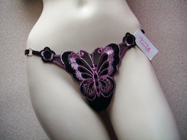 【刺繍 シースルー お洒落Tバック】◆ブラック◆f1202-13◆フリー◆拍卖