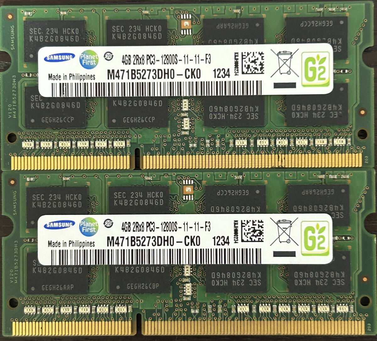 即決 動作確認済み SAMSUNG サムスン SO-DIMM 204pin DDR3 PC3-12800S 4GB×2枚 ノートパソコン用 902拍卖