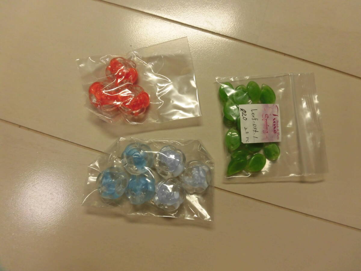 未使用 チェコ ギブレビーズ バラ リーフ 葉っぱ まとめて拍卖
