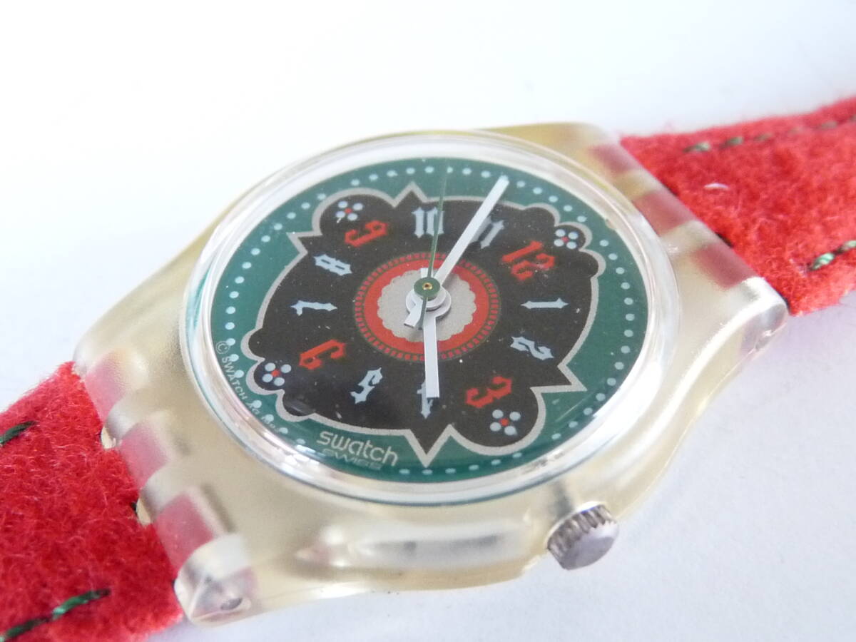 珍品レディースモデル 未使用電池交換済 スウォッチ レギュラーモデル Swatch 1993年モデル Chesa Veglia 品番LK144拍卖