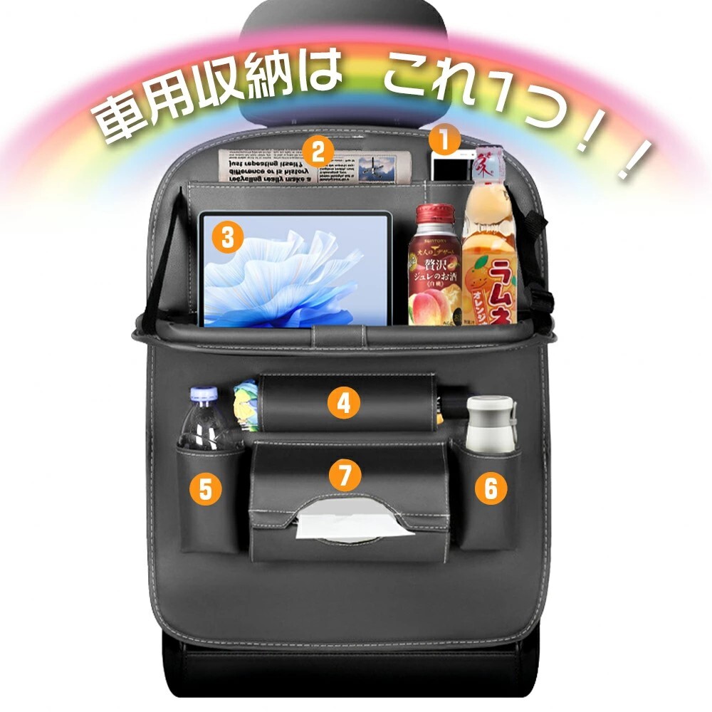 シートバックポケット 収納 車用 テーブル 大容量 バックシートポケット 収納ポケット 多機能 後付け ドリンクホルダー ティッシュ SBP01拍卖