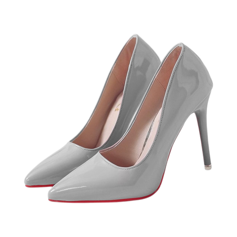 ☆ グレー ☆ 38(24.0cm) ☆ ハイヒール パンプス ハイヒール 10cm パンプス ベーシックパンプス ウェディングシューズ ブライダルシューズ拍卖