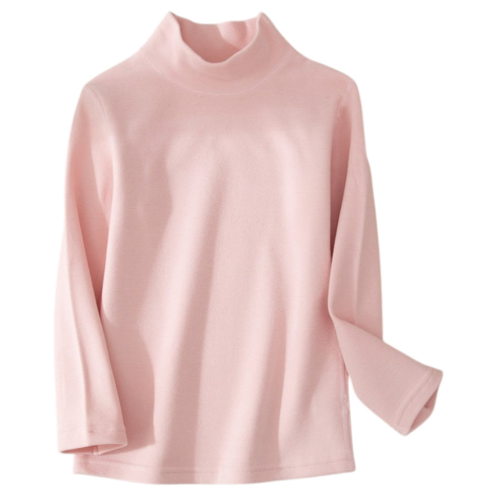 ☆ ピンク ☆ 100cm ☆ 裏起毛ハイネック トップス キッズ 女の子 トップス キッズ 長袖 ハイネック キッズトップス 長袖Tシャツ拍卖
