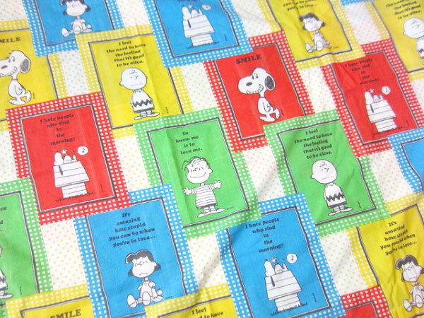 70s レア柄 スヌーピー 大判 フラット シーツ はぎれ生地 ピーナッツ カットなし ハンドメイド ビンテージ D131-71-0039ZV拍卖
