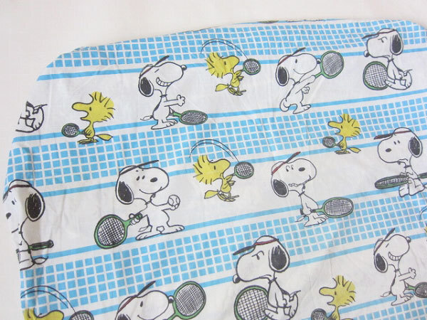 希少 USA製 スヌーピー ウッドストック ピーナッツ テニス柄 大判はぎれ生地 ボックス シーツ ビンテージ アメリカ製 D110-71-0092ZV拍卖