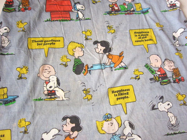 70s レア柄 スヌーピー ボックス シーツ はぎれ生地 ピーナッツ ビンテージ リメイク ハンドメイド D121-71-0057ZV拍卖