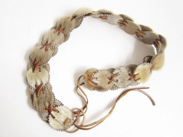 希少/アザラシ革/革紐連結/レザーベルト/飾りベルト/シールレザー/エスキモーベルト/本革/D98-51-0052ZV拍卖