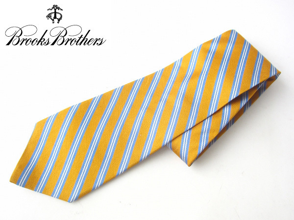 【BROOKS BROTHERS】USA製/ブルックスブラザーズ/ネクタイ/ストライプ/レジメンタル/黄色系/D131拍卖