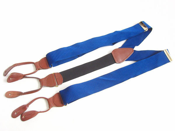 CAS GERMANY/ボタンタブ式/Y型 サスペンダー/青系/メンズ/Yバック/ブレイシーズ/ビジネス/バンカー/投資家/スーツ/D125-52-0003拍卖
