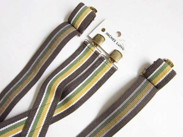 《キッズ》【新品】ビンテージ/伸縮素材/クリップ式/X型サスペンダー/Xバック/茶系ベース/子供用/デッドストック/D139-52-0009拍卖