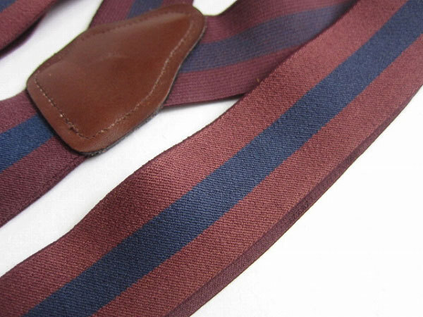 CAS W-GERMANY/伸縮素材×レザー/ボタンタブ式/Y型 サスペンダー/ワイン系×紺系/Yバック/メンズ/ビジネス/D114-52-0019拍卖