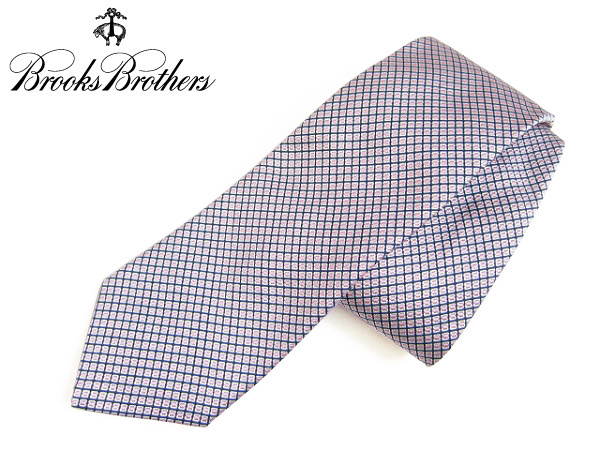 《美品》【Brooks Brothers】USA製/ブルックスブラザーズ/チェック柄/ネクタイ/シルバー系/D139拍卖