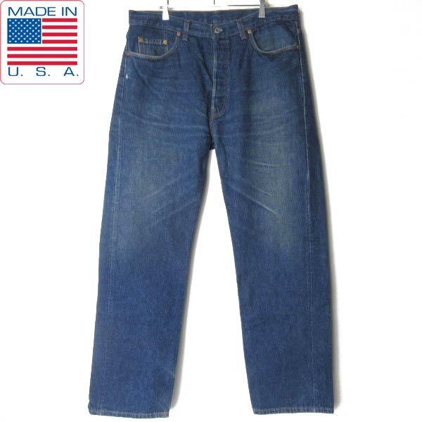 1995年製 USA製 リーバイス 501 ヒゲ落ち ジーンズ 濃い色 W38 L32(実寸W37 L32) 90s デニム アメリカ製 ビンテージ D152-21-0040ZV拍卖