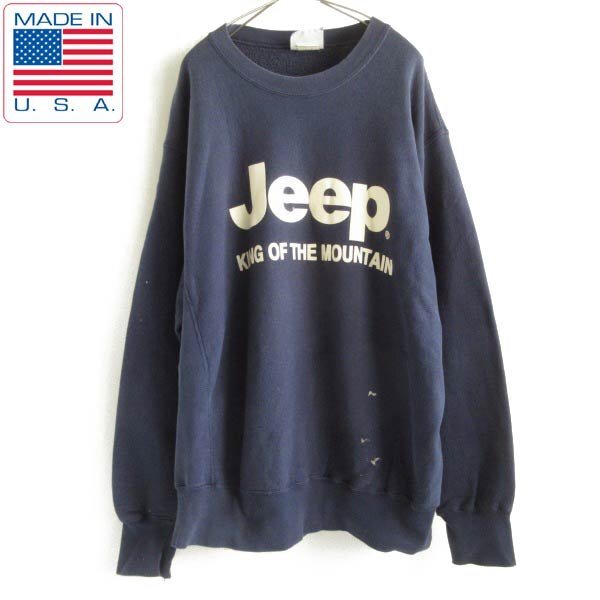 90s USA製 Lee リー Jeep 企業物 リバースウィーブtype スウェット 紺系 XL アドバタイジング アメリカ製 ビンテージ D148-13-0022ZVW拍卖