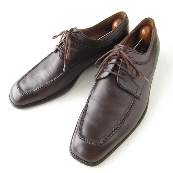 高級品 MEZLAN Uチップ ドレスシューズ ダークブラウン系 26cm モックトゥ メスラン メツラン メンズ 靴 d142-32-0025ZV拍卖