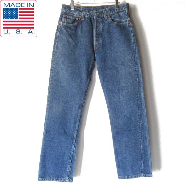 美品 2001年製 USA製 リーバイス 501 濃いめ ジーンズ 実寸W32 L30.5 アメリカ製 00s ビンテージ デニム ジーパン D151-21-0035ZV拍卖