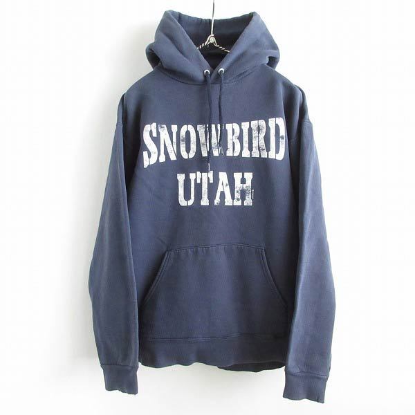 00s Hanes 2段プリント プルオーバー スウェット パーカー 紺系 S フェード ネイビー フーディ ヘインズ d144-13-0024拍卖