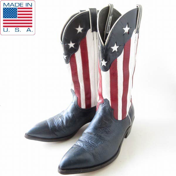 USA製 CODE WEST 星条旗 柄 ウエスタンブーツ 12M 30cm カウボーイブーツ 大きいサイズ アメリカ製 D150-32-0012ZT拍卖