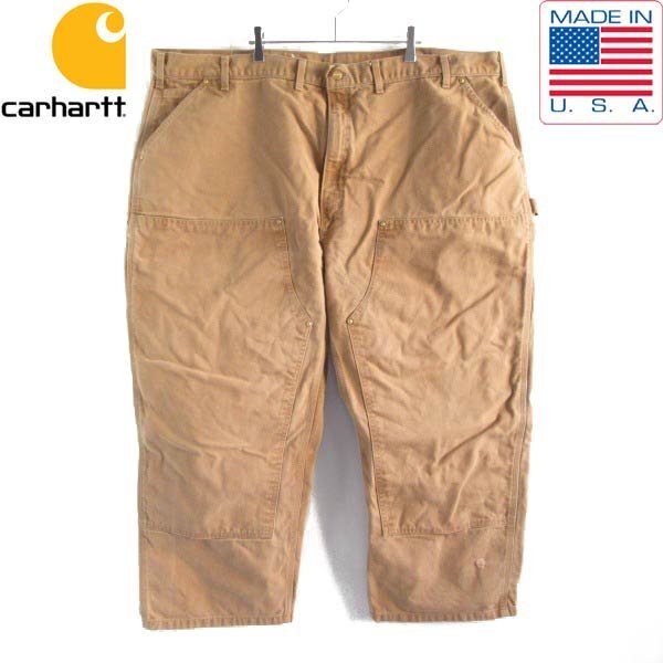 00s USA製 carhartt B01 ダック ダブルニー ペインターパンツ 実寸W50 L26 フェード ブラウン 茶系 カーハート アメリカ製 D150-25-0014ZV拍卖