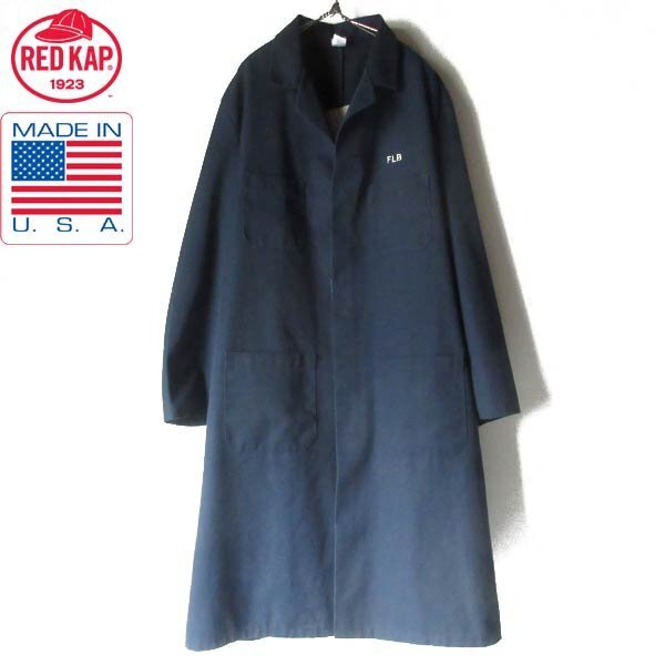 USA製 RED KAP 企業物 両面刺繍入り ショップコート 紺系 48-RG XL程度 レッドキャップ ネイビー アメリカ製 D151-17-0011ZVW拍卖