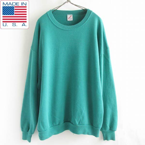 90s USA製 JERZEES 無地 スウェット 緑系 2X グリーン ジャージーズ トレーナー アメリカ製 XXL 2XL ビンテージ D149-13-0016ZVW拍卖