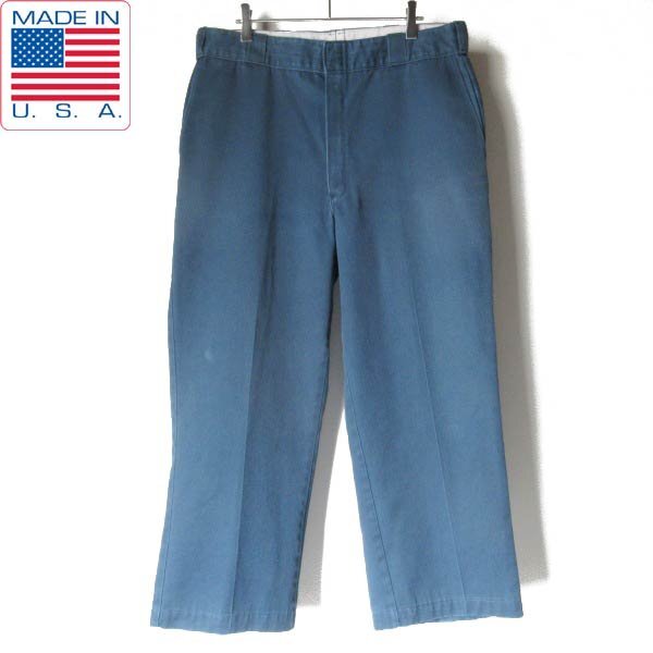 80s USA製 Dickies ディッキーズ 874 ワークパンツ 実寸W35 シーブルー系 アメリカ製 ビンテージ D151-25-0047ZV拍卖