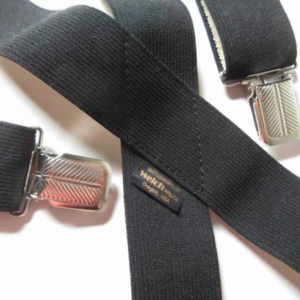 新品 Welch 伸縮素材 クリップ式 X型 ワーク サスペンダー 黒 Xバック ブラック ブレイシーズ デッドストック D151-52-0012拍卖