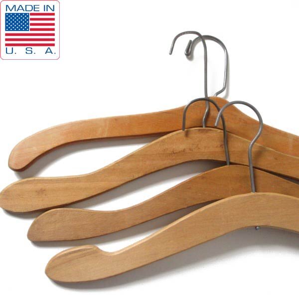 特殊形状 スペシャル アンティーク ウッド ハンガー 4本セット アパレル 古着屋 開業 店舗什器 ディスプレイ ビンテージ D149-71-0062ZT拍卖