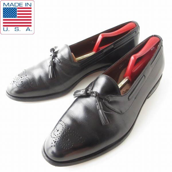 美品 USA製 アレンエドモンズ Windham タッセル メダリオンチップ スリッポン 黒 12D 30cm ブラック アメリカ製 D151-32-0041ZV拍卖
