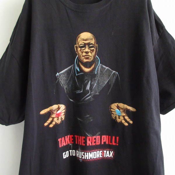 美品 マトリックス モーフィアス 半袖Tシャツ 黒 2XL ブラック パロディ ムービーT 丸首 丸胴 XXL 希少 レア D147-01-0002ZV拍卖