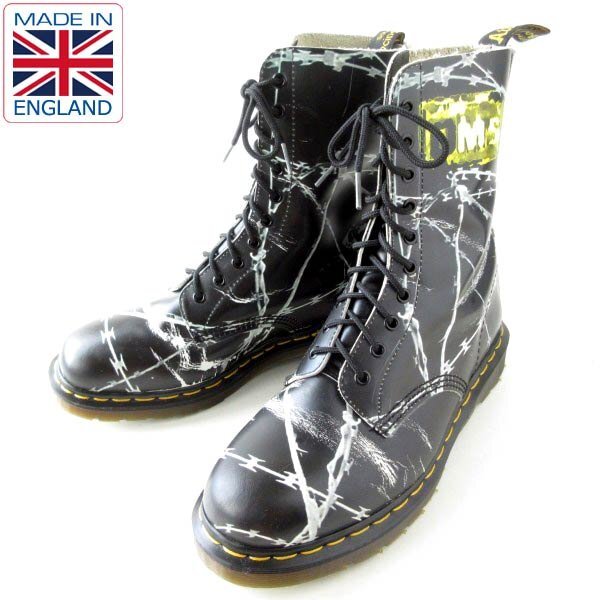激レア 英国製 ドクターマーチン 1490 有刺鉄線 10ホール ブーツ 黒 UK9 27.5cm Dr.Martens パンク ロック モッズ D148-32-0004XV拍卖