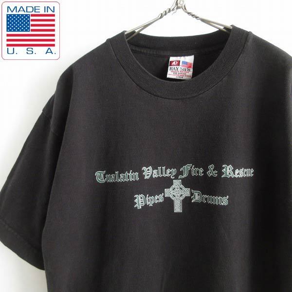 美品 USA製 BAY SIDE 両面プリント 半袖Tシャツ 黒 L ブラック コットン ベイサイド バンドT ロックT アメリカ製 d144-01-0021ZVW拍卖