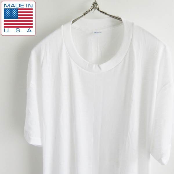 新品 80s USA製 JCペニー 無地 クルーネック 半袖Tシャツ 白 XL程度 ビッグサイズ アメリカ製 デッドストック ビンテージ D148-01-0001ZV拍卖
