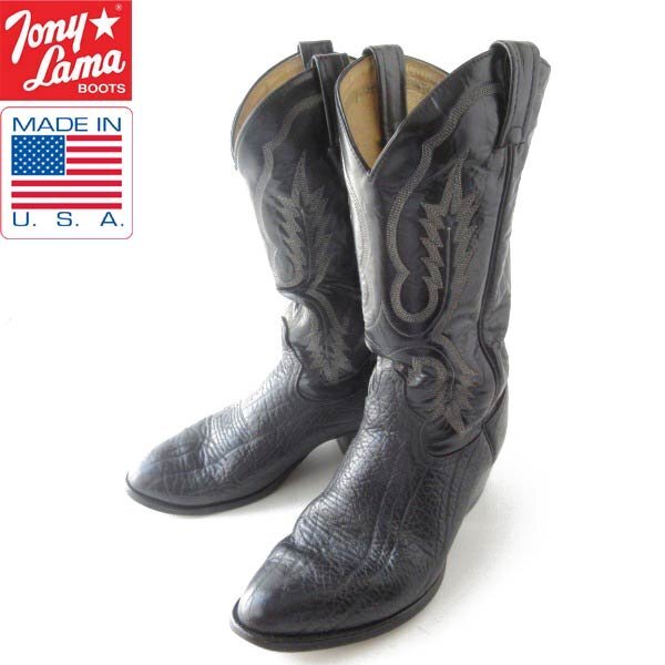 USA製 Tony Lama トニーラマ ウエスタンブーツ 黒 26cm ブラック カウボーイブーツ アメリカ製 D152-32-0019ZV拍卖
