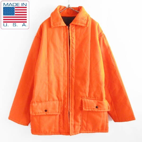 80s-90s USA製 ALL WEATHER OUTERWEAR キルティング ジャケット L 蛍光オレンジ系 アメリカ製 ビンテージ D149-18-0076ZVW拍卖