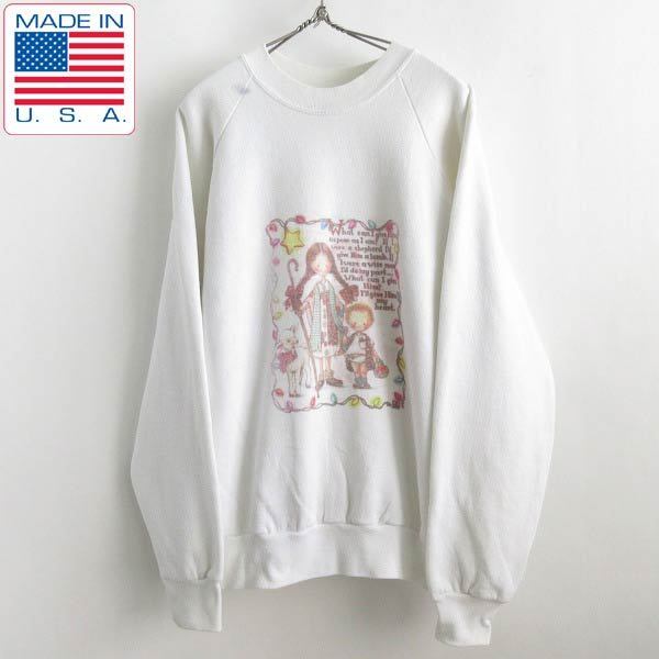 90s USA製 ONIETA クリスマスキャロル スウェット 白 XL トレーナー コットンポリ オニータ アメリカ製 ビンテージ d144-13-0019XV拍卖