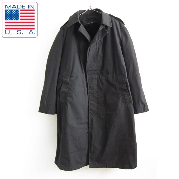 80s 実物 米軍 ステンカラー コート レインコート 黒 38R ミリタリーコート バルマカーンコート USA製 ビンテージ D136-18-0013ZVW拍卖
