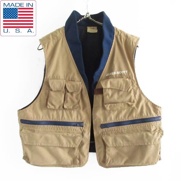 80s-90s USA製 JAMES SCOTT フィッシング ベスト M ベージュ系 アメリカ製 ビンテージ D150-05-0017ZV拍卖