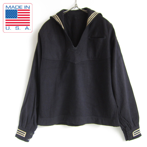 実物/米軍/US NAVY/ウール/セーラーシャツ/濃紺系【メンズS程度】USN/ミリタリーシャツ/ビンテージ/USA製/アメリカ製/D120-14-0002Z拍卖