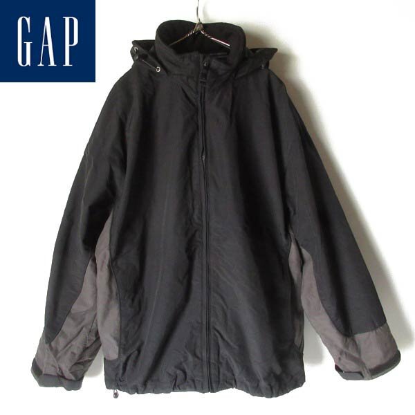 00s OLD GAP オールド ギャップ ツートン ナイロンジャケット XL 黒×グレー系 パーカー ジャケット ビンテージ D151-18-0042ZV拍卖