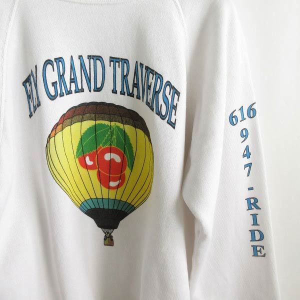 80s USA製 気球プリント ラグラン スウェット 白系 L Hanes ヘインズ トレーナー アメリカ製 ビンテージ d144-13-0044拍卖