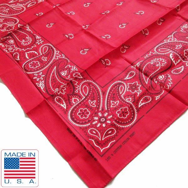 新品/70's/USA製/ペイズリー柄/ビンテージ/バンダナ/コットン/赤/RN13962/COLOR FAST/アメリカ製/デッドストック/D67-43-0007拍卖
