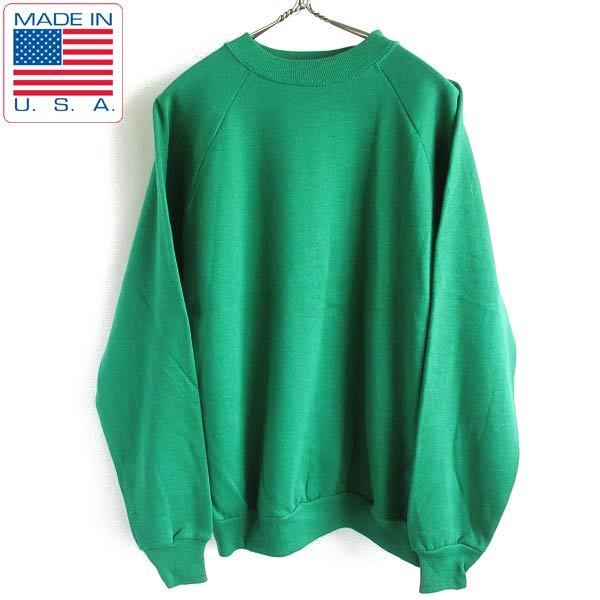 新品/90's/USA製/Hanes/ヘインズ/無地スウェット/緑【メンズM位】ラグランスリーブ/トレーナー/アメリカ製/デッドストック/D143-13-0057ZVW拍卖