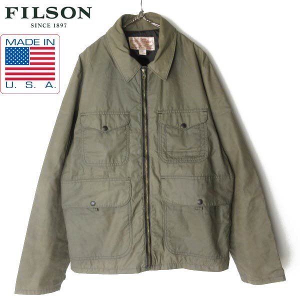美品 USA製 FILSON ワックス コットン ジャケット L 緑系 BELL BOMBER フィルソン アメリカ製 オイルド ティンクロス D152-18-0004ZV拍卖