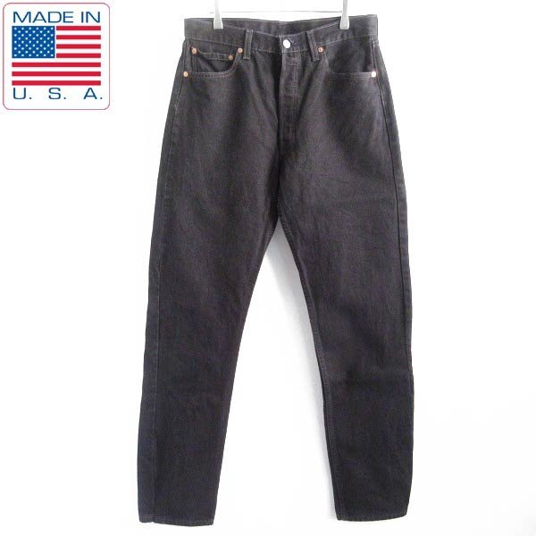 2001年製 USA製 リーバイス501 後染めブラック 実寸W32 テーパードリメイク サルファブラック アメリカ製 550 ビンテージ D147-21-0073ZV拍卖
