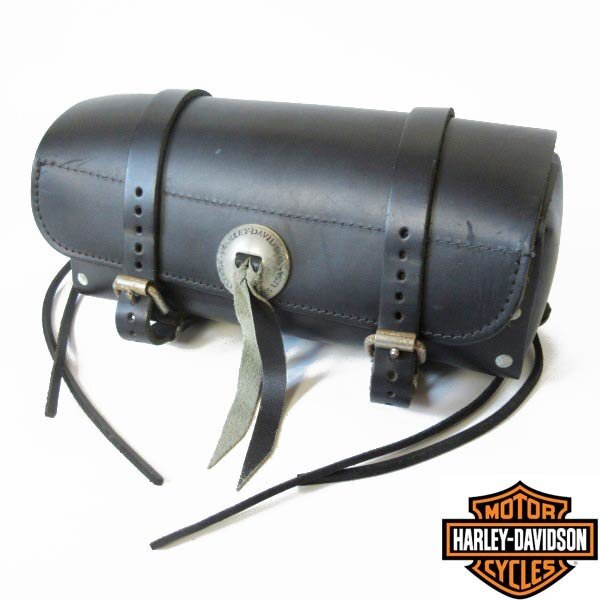 00s HARLEY DAVIDSON コンチョ付き レザー ツールバッグ 黒 ハーレーダビッドソン ブラック バイカー D152-62-0001ZV拍卖