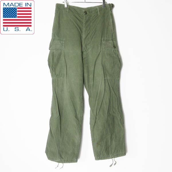 1963年製 米軍 1st ジャングルファティーグ パンツ S-R相当 ノンリップ ポプリン 60s 剥き出しボタン 実物 USA製 ベトナム D152-25-0045ZV拍卖