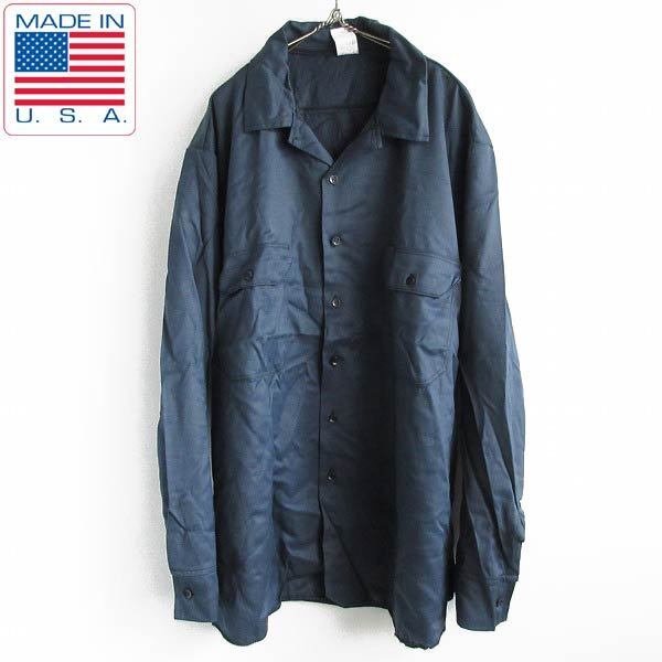 新品 70s USA製 RUBIN BROTHERS ツイル ワークシャツ 紺系 3XL 長袖シャツ ネイビー アメリカ製 XXXL デッドストック D144-14-0005ZV拍卖